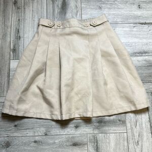Chaps Beige Uniform Pleated Mini Skirt